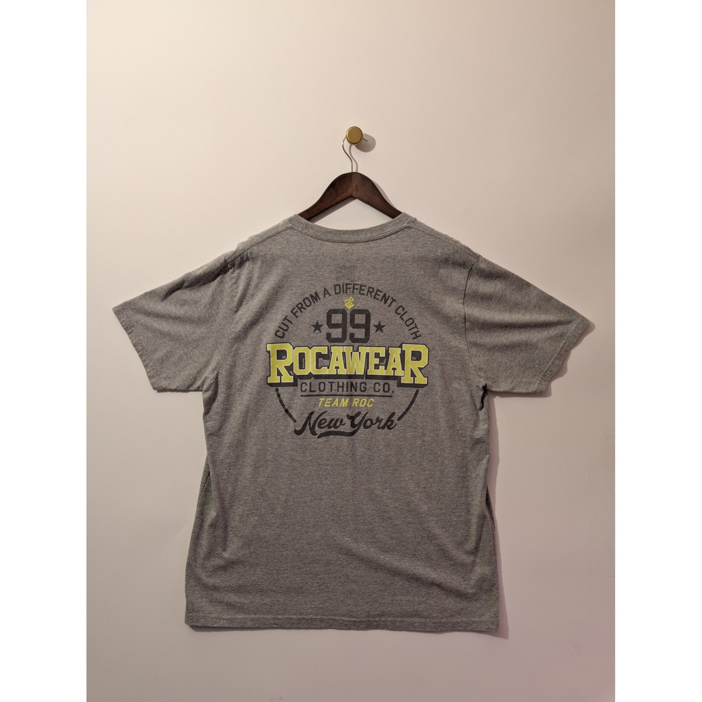 Rocawear Graphic T-Shirt Mens 2XL Gray Excellent Team Roc New York Streetwear